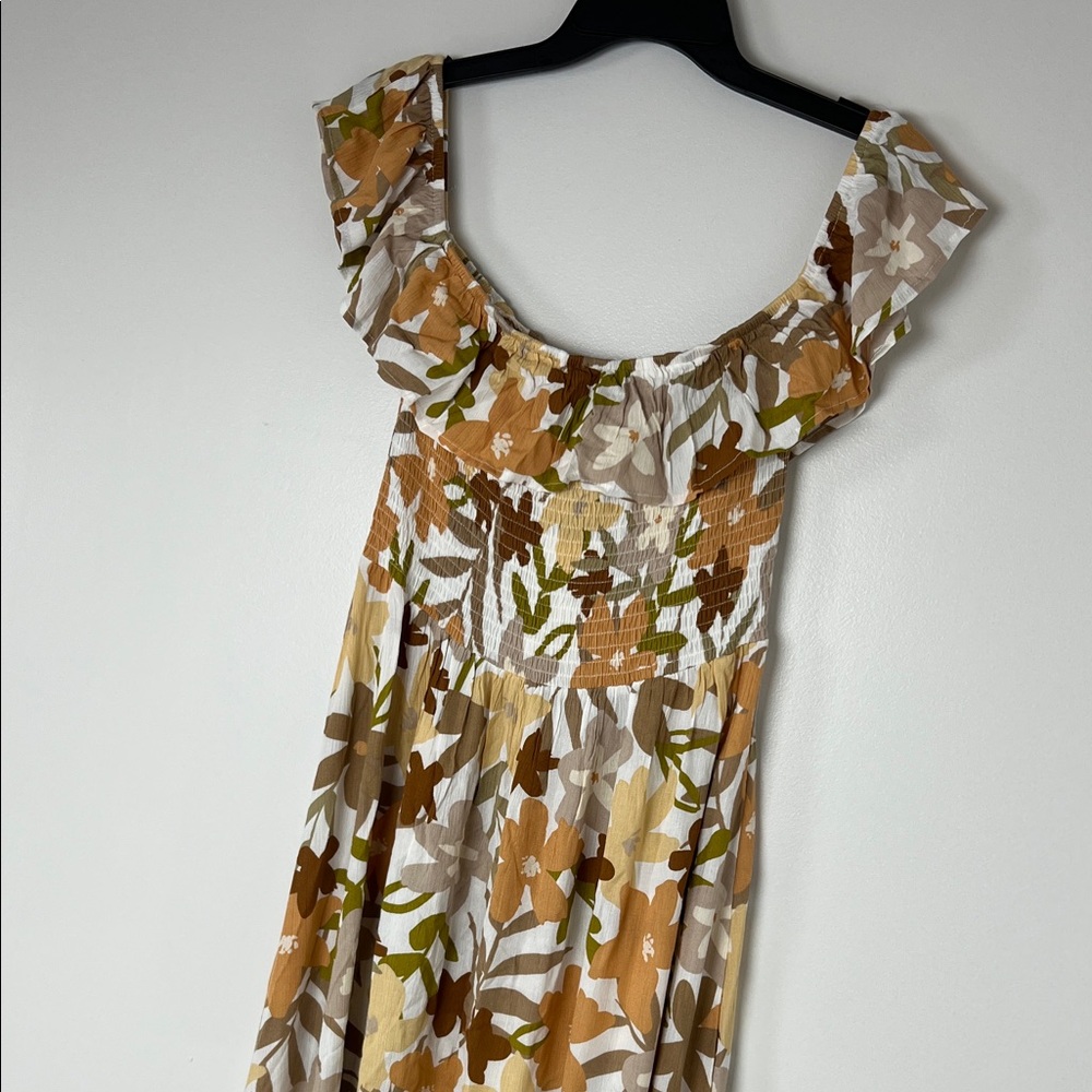 Promesa Brown Floral Maxi Dress with Ruffle Detail size‎ M NWT